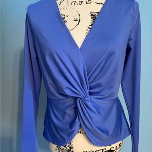 Bar III Blue Purple Twist Front Blouse
